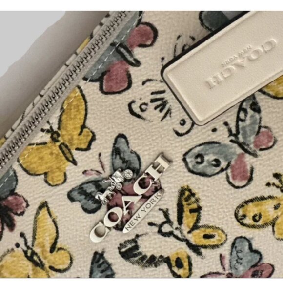 Coach Gallery Tote Butterfly White Signature Canvas CAR36 Shoulder Bag Yellow - Picture 7 of 11